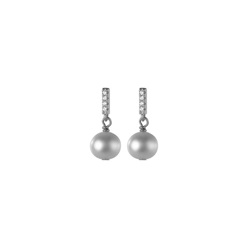 925 Silver CZ Tassel Baroque Pearl Stud Earrings