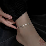 925 Silver Double Snake Bone Bean Anklet for Women