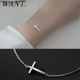 925 Silver Cross Gothic Charm Bracelet for Women Punk Jewelry
