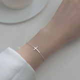925 Silver Cross Gothic Charm Bracelet for Women Punk Jewelry