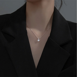 925 Silver Zircon Pendant Necklace for Women Wedding Anniversary Jewelry