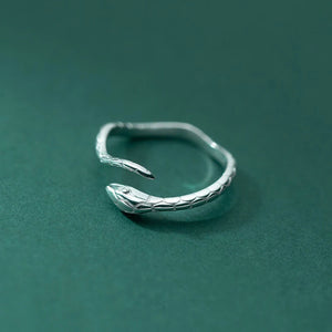 925 Silver Snake Adjustable Ring Retro Textures Charms Party Jewelry