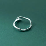 925 Silver Snake Adjustable Ring Retro Textures Charms Party Jewelry