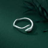 925 Silver Snake Adjustable Ring Retro Textures Charms Party Jewelry