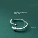 925 Silver Snake Adjustable Ring Retro Textures Charms Party Jewelry
