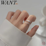 925 Silver Snake Adjustable Ring Retro Textures Charms Party Jewelry
