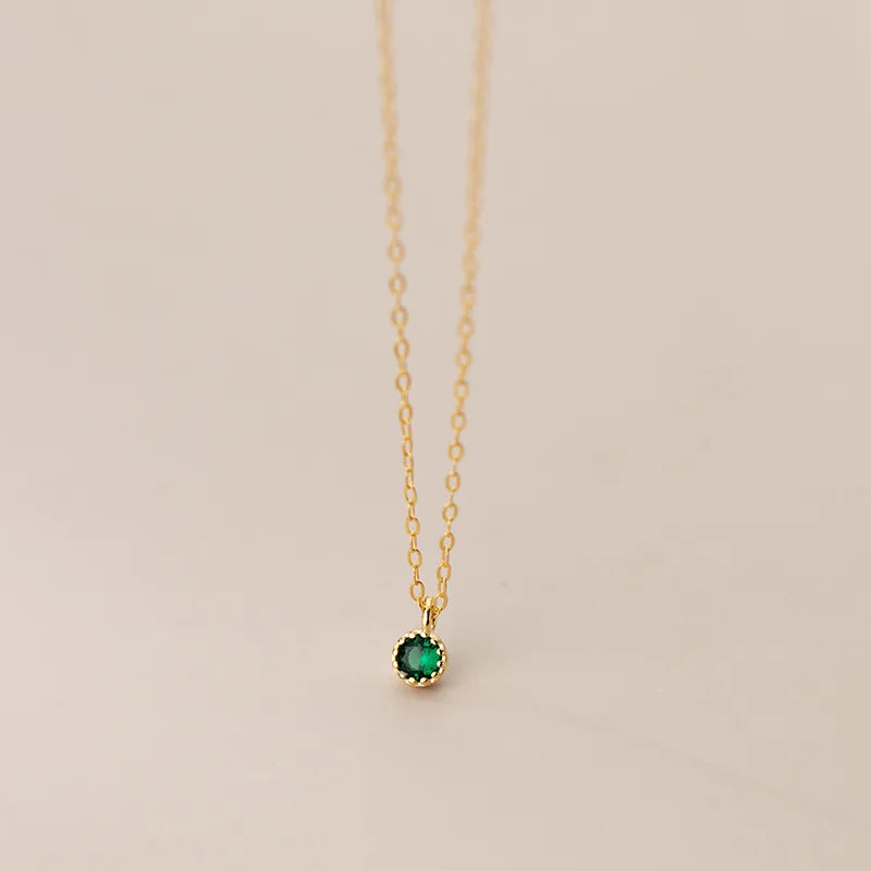 925 Silver Green Zircon Pendant Necklace for Women