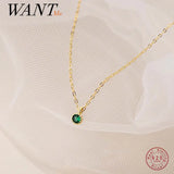 925 Silver Green Zircon Pendant Necklace for Women