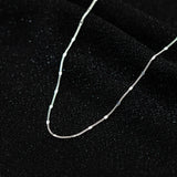 925 Sterling Silver Sideways Square Chain Charm Necklace for Women