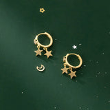 925 Silver Tassel Star Drop Earrings Sweet Romantic Huggie Piercing Jewelry