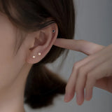 925 Silver Square Zircon Stud Earrings for Women Kid