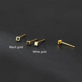 925 Silver Square Zircon Stud Earrings for Women Kid
