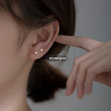 925 Silver Square Zircon Stud Earrings for Women Kid