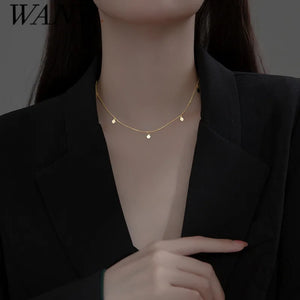 925 Silver Disc Chain Clavicle Necklace for Women