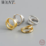 925 Silver Double Ear Buckle Women Hoop Earrings