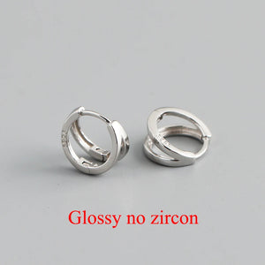 925 Silver Double Ear Buckle Women Hoop Earrings