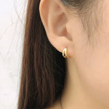 925 Silver Double Ear Buckle Women Hoop Earrings