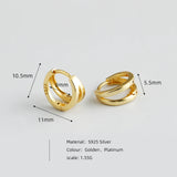 925 Silver Double Ear Buckle Women Hoop Earrings