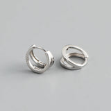 925 Silver Double Ear Buckle Women Hoop Earrings