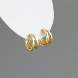 925 Silver Double Ear Buckle Women Hoop Earrings