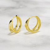 925 Silver Double Ear Buckle Women Hoop Earrings