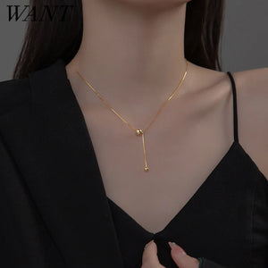 925 Silver Gothic Box Link Chain Beads Adjustable Necklace for Party