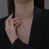 925 Silver Gothic Box Link Chain Beads Adjustable Necklace for Party