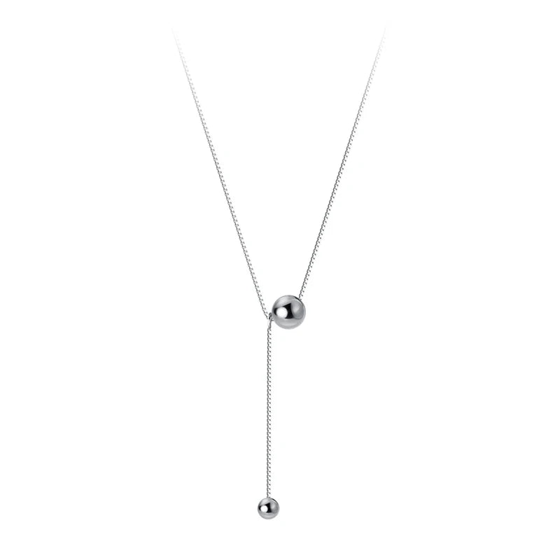 925 Silver Gothic Box Link Chain Beads Adjustable Necklace for Party