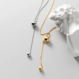 925 Silver Gothic Box Link Chain Beads Adjustable Necklace for Party