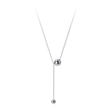 925 Silver Gothic Box Link Chain Beads Adjustable Necklace for Party