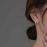 925 Silver Double Pearl Stud Earrings for Women