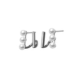 925 Silver Double Pearl Stud Earrings for Women
