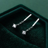 925 Silver Tassel Zirconia Drop Earrings for Women Charm Party Jewelry
