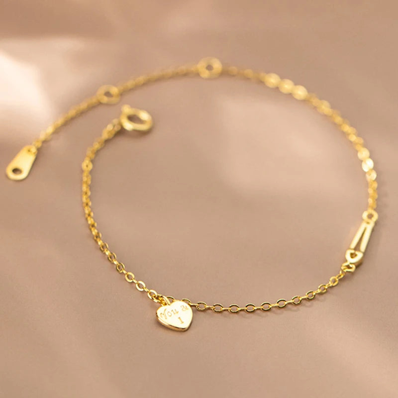 925 Silver Love Heart Charm Bracelet for Women