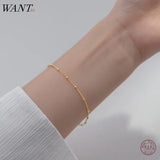 925 Sterling Silver Link Chain Bead Charm Bracelet for Women