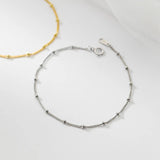 925 Sterling Silver Link Chain Bead Charm Bracelet for Women