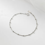 925 Sterling Silver Link Chain Bead Charm Bracelet for Women