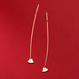 925 Silver Love Disc Box Chain Tassel Ear Line Earrings