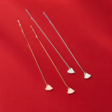 925 Silver Love Disc Box Chain Tassel Ear Line Earrings