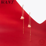 925 Silver Love Disc Box Chain Tassel Ear Line Earrings