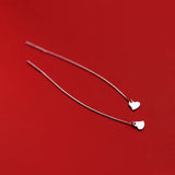 925 Silver Love Disc Box Chain Tassel Ear Line Earrings