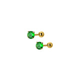 925 Silver Green Zircon Bead Stud Earrings Women Party Jewelry