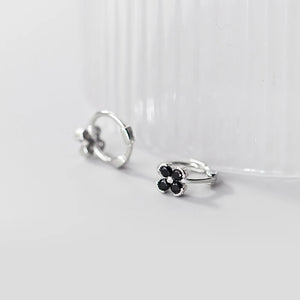 925 Silver Green Zircon Flower Hoop Earrings for Women