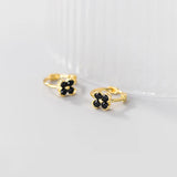 925 Silver Green Zircon Flower Hoop Earrings for Women
