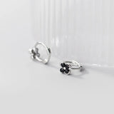 925 Silver Green Zircon Flower Hoop Earrings for Women