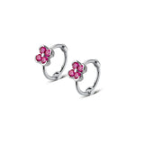 925 Silver Green Zircon Flower Hoop Earrings for Women