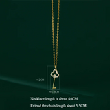 925 Silver Zircon Key Charm Necklace for Women