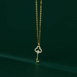 925 Silver Zircon Key Charm Necklace for Women