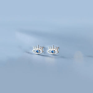925 Silver Zircon Demon Eye Stud Earrings Punk Devil Charm Jewelry