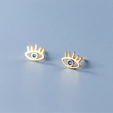 925 Silver Zircon Demon Eye Stud Earrings Punk Devil Charm Jewelry